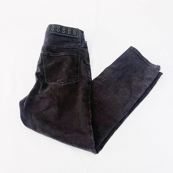 Madewell Classic Straight Black Denim Jeans Eyelet Accent Waist SZ25 - Picture 10 of 10